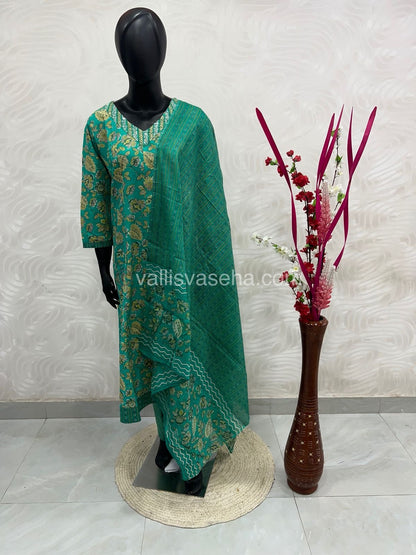 Ready Made - Anarkali - Salwar, Kameez & Duppatta(3pc)- Printed Cotton - VVAS004