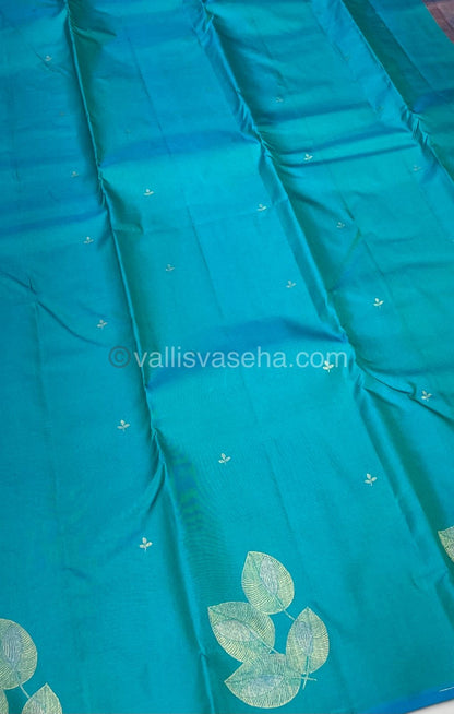 Pure Soft Silk Saree - Light Weight - Double tone Blue with Dark Pink shade - VVPSS025