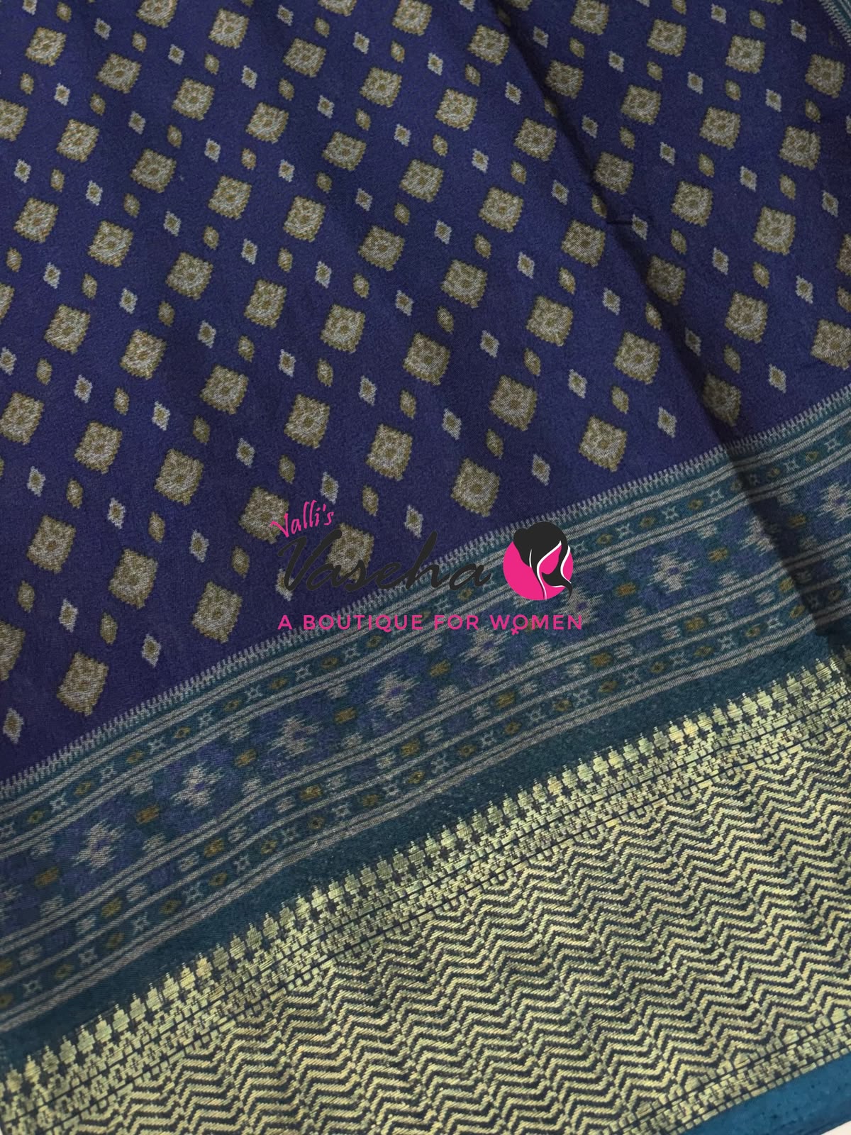 Casual Wear - Semi Patola Silk -  Blue & Blue Shade - VVSPS001