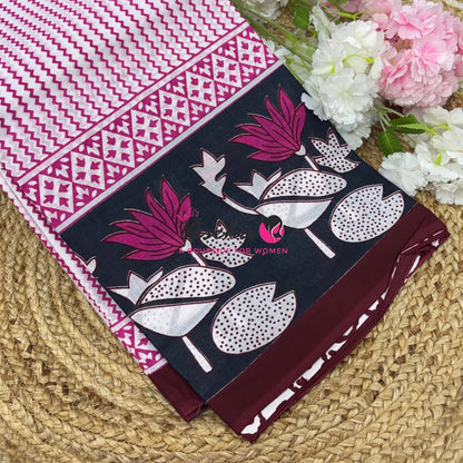 Pure Soft Mul Mul Cotton Sarees - Hand Block Prints - VVMMC011