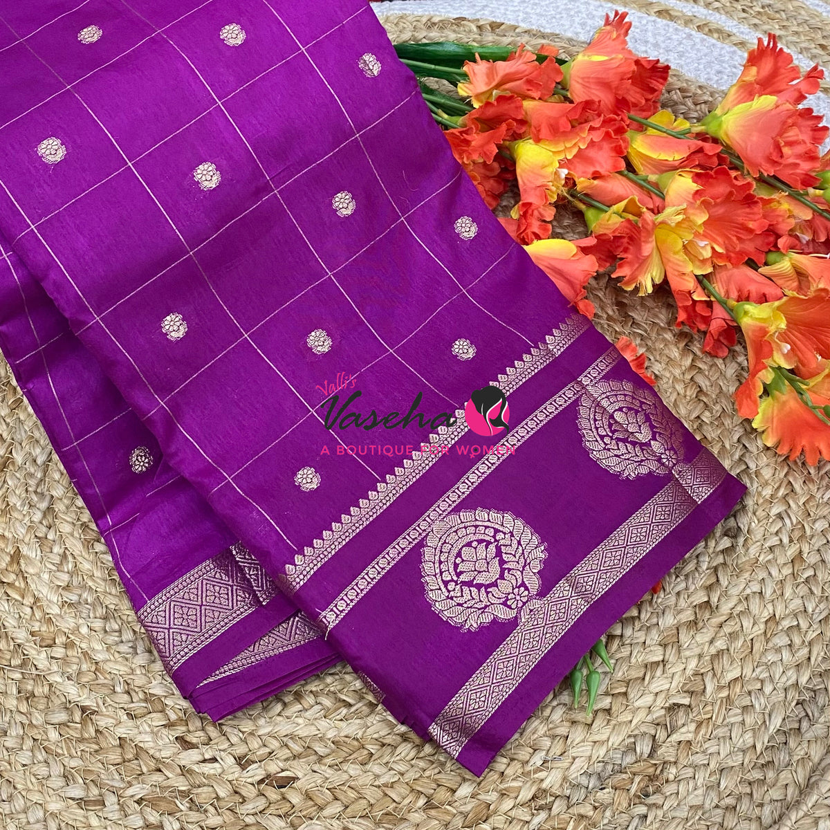 Semi Tussar Silk Saree | Purple Shade |VVSTS060