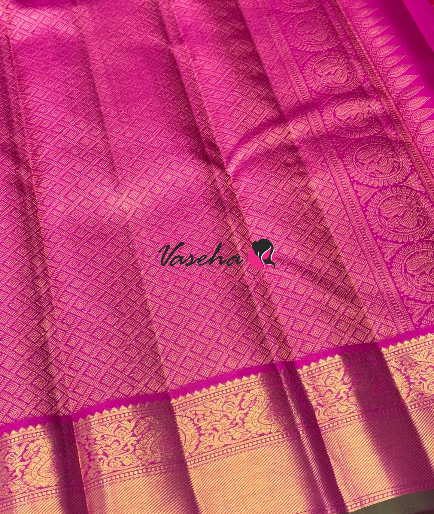 Pure Kanchipuram Silk Saree - Vairavoosi Design  - Peachish Pink & Pink Combo - VVPS059