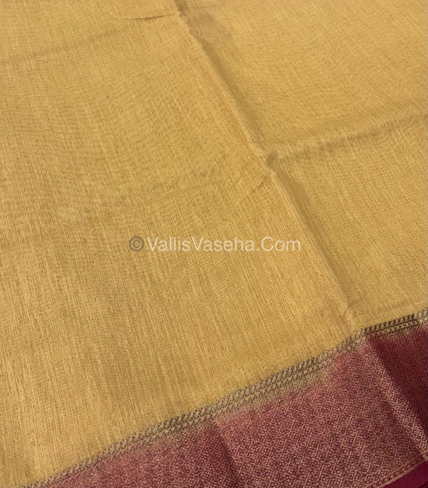 Bamboo Silk Saree - Cream With Maroon Shade - VVBSS002