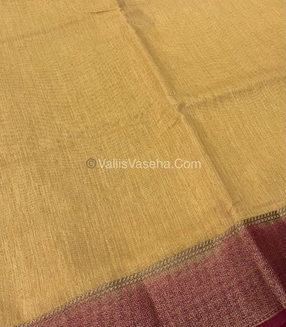 Bamboo Silk Saree - Cream With Maroon Shade - VVBSS002
