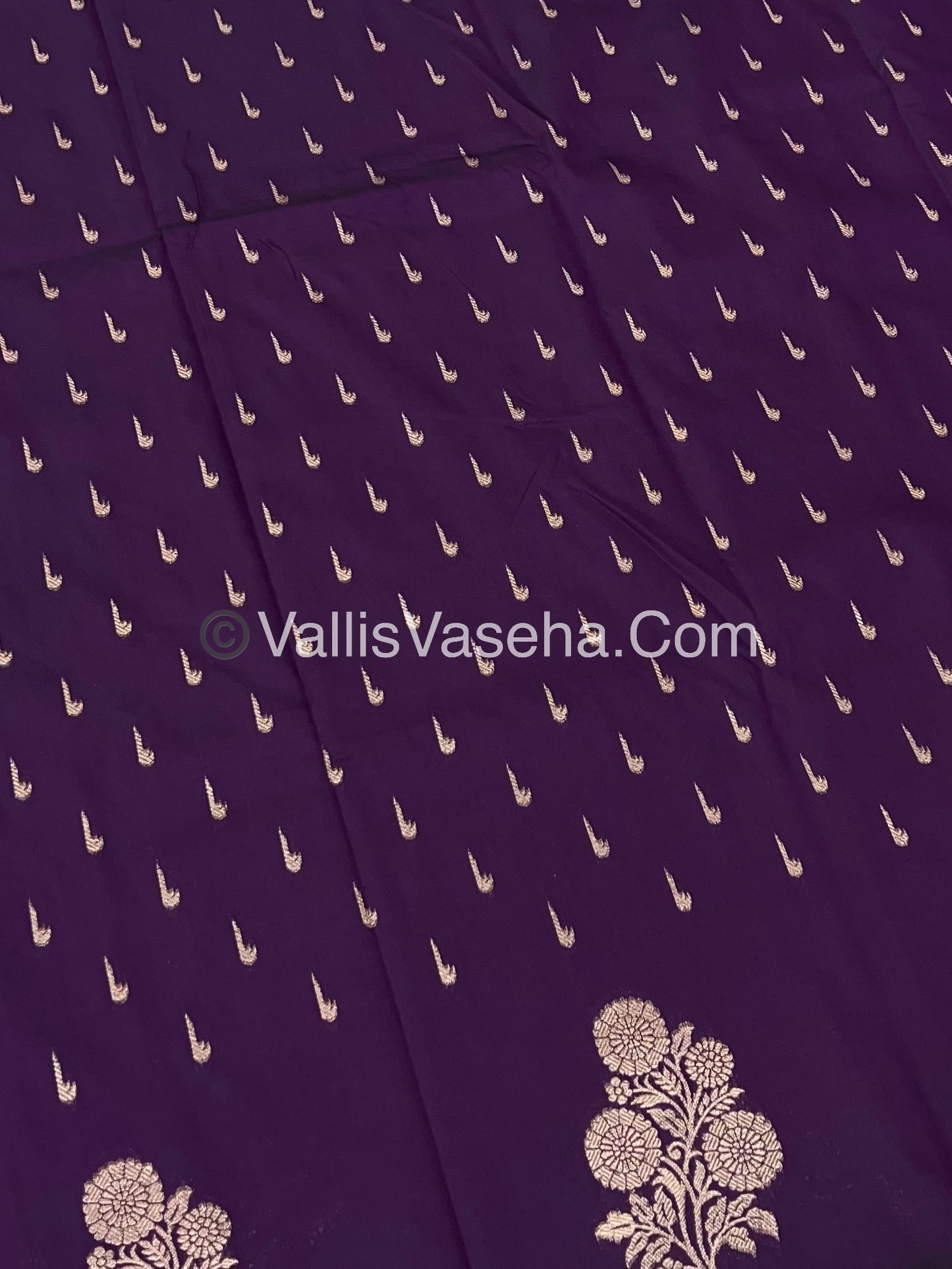 Semi Soft Silk - Flower  Butta Border - Purple Shade -VVSSS016