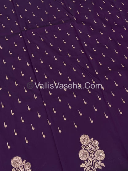 Semi Soft Silk - Flower  Butta Border - Purple Shade -VVSSS016