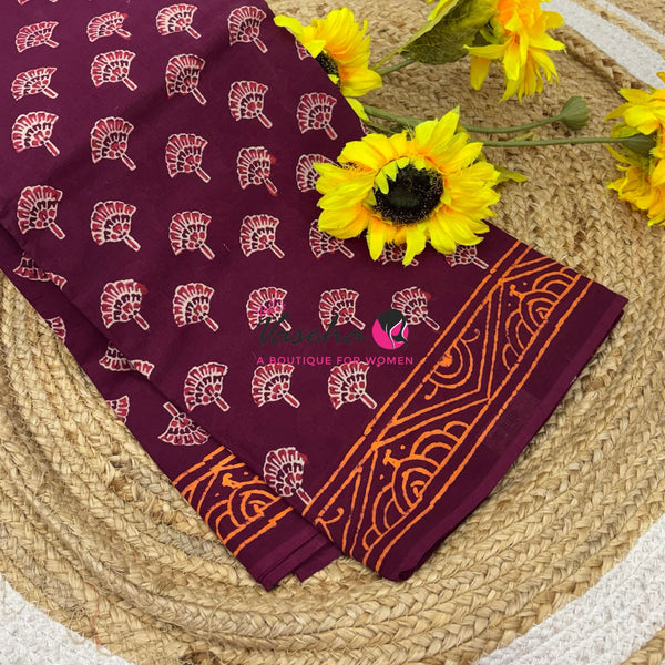 Pure Soft Mul Mul Cotton Sarees - Hand Block Prints - VVMMC009