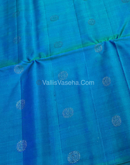 Pure Soft Silk Saree - Border Less - Peacock Blue Shade - VVPSS055