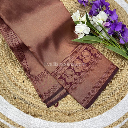 Semi Silk Saree - Kanchi Semi Silk Style - Peacock Border - VVSSS006