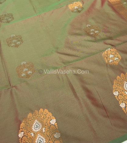 Semi Soft Silk - Border Butta - Double Tone Manthulir Green Shade -VVSSS010