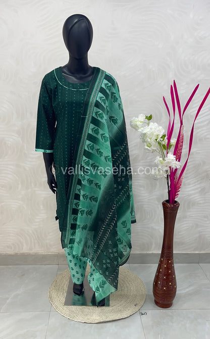 Ready Made - Semi Patiyala 3(pc) Set - Printed Cotton - VVRSP001