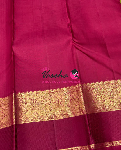 Pure Vintage Korvai Kanchipuram Silk Saree - Green With Maroon - VVPS102