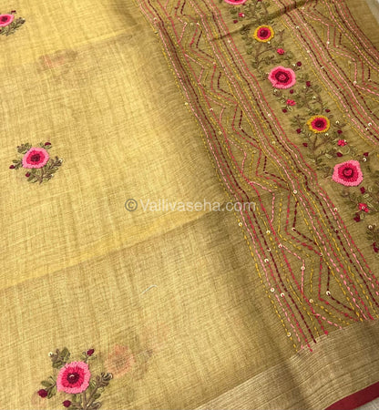 French Knot - Tissue Saree - Green Shade - VVLFN001