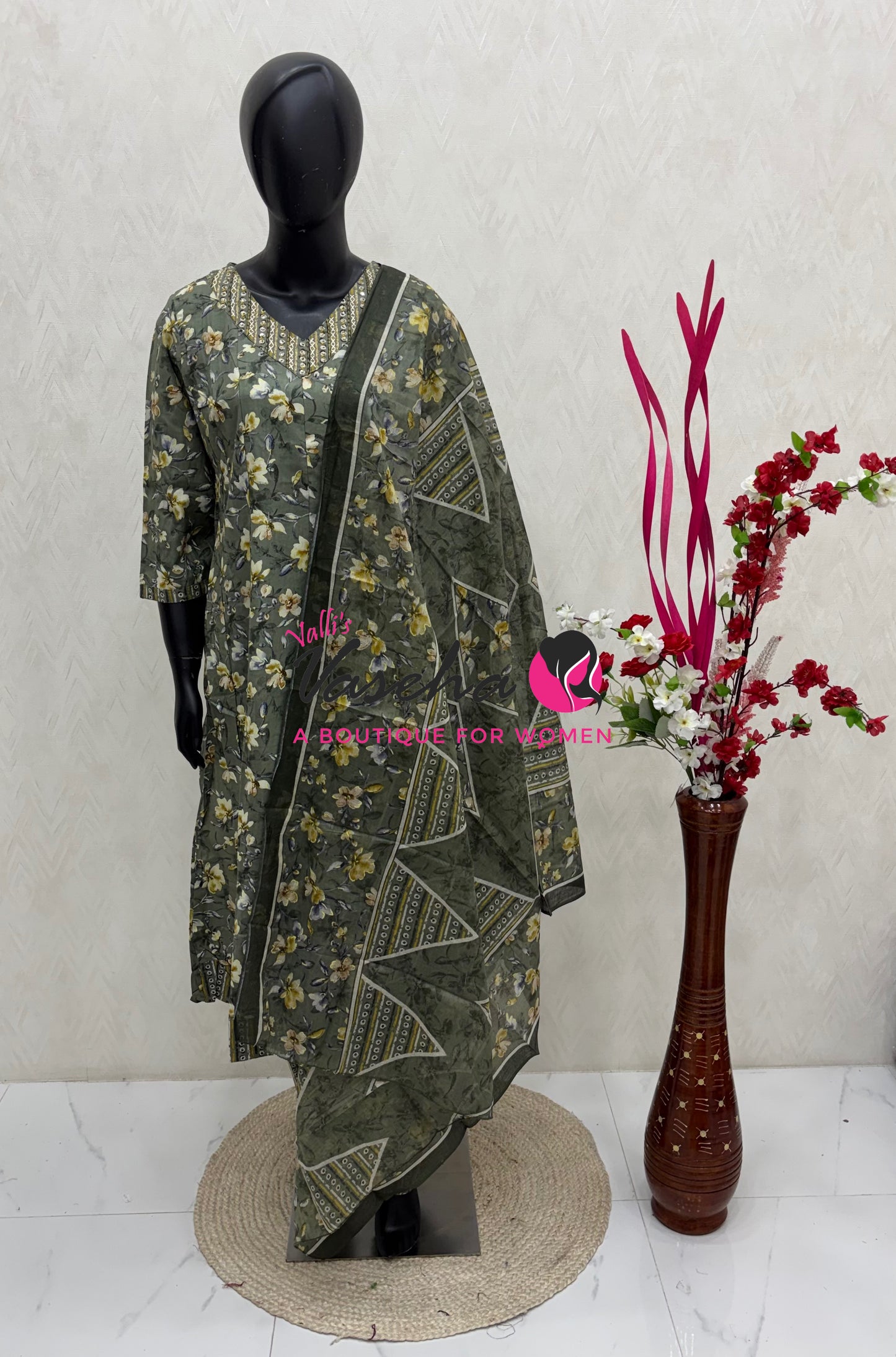 Ready Made - Anarkali - Salwar, Kameez & Duppatta(3pc)- Printed Cotton - VVAS011
