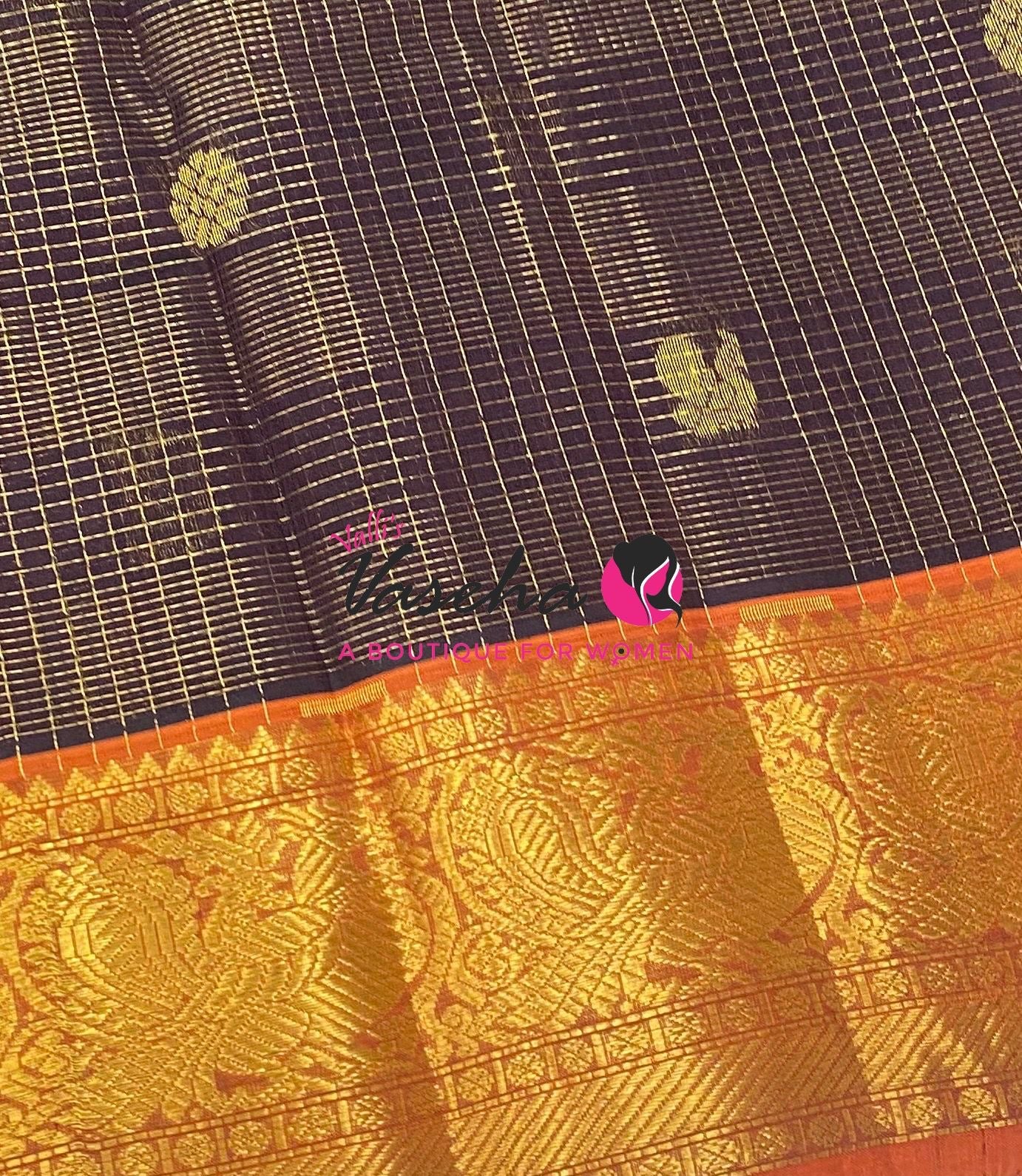 Pure Silk Cotton Saree - Vairavoosi checks - Mayil & Chakkaram - VVMCV001