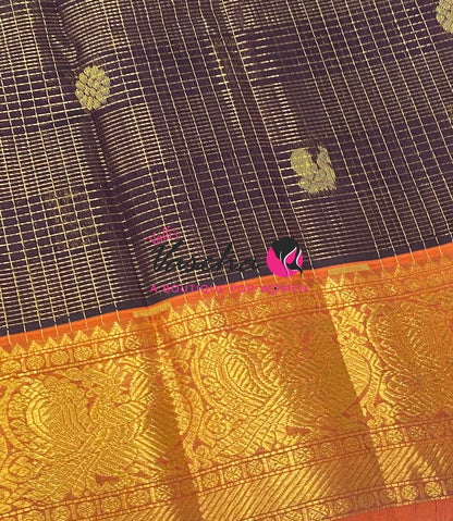 Pure Silk Cotton Saree - Vairavoosi checks - Mayil & Chakkaram - VVMCV001