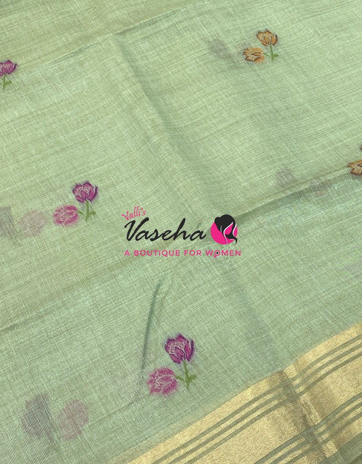 Muga Tissue Linen Saree - Blue   Shade - VVMLT001