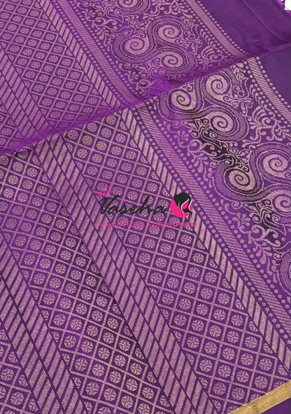 Pure Soft Silk Saree - Green & Purple - VVPSS091