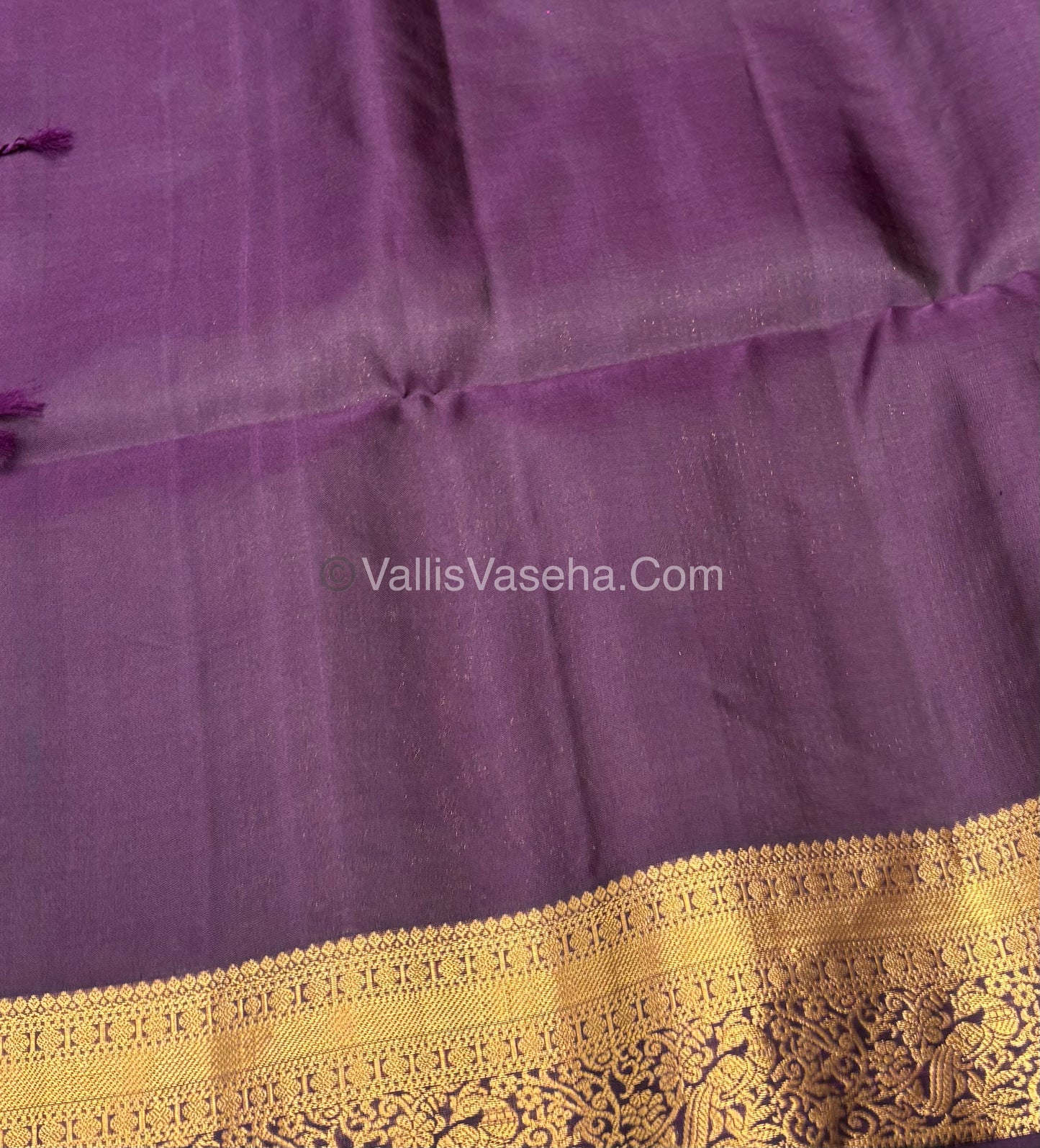 Pure Soft Silk Saree - Kanchi Border - Dark Pink & Dark Purple Combo - VVPSS046