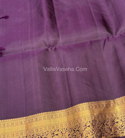 Pure Soft Silk Saree - Kanchi Border - Dark Pink & Dark Purple Combo - VVPSS046