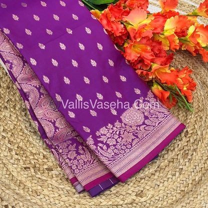 Semi Soft Silk with Border - Purplish Pink Shade  -VVSSS012