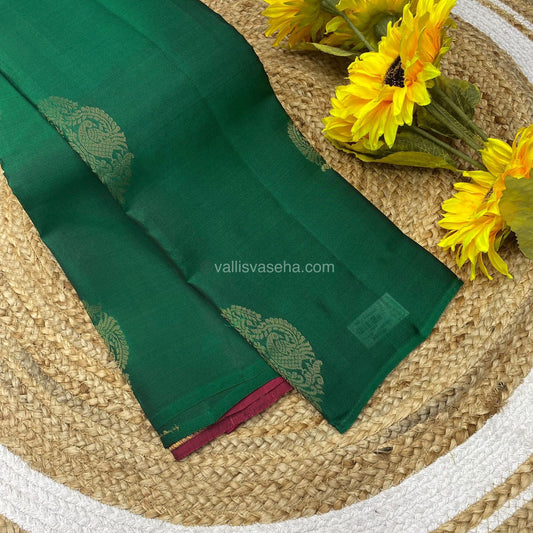 Pure Soft Silk Saree -Double tone Green with Merunish Pink - VVPSS020