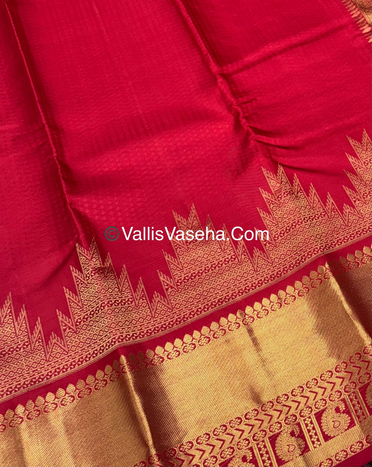 Pure Kanchipuram Silk Saree | Red Shade | VVPS006