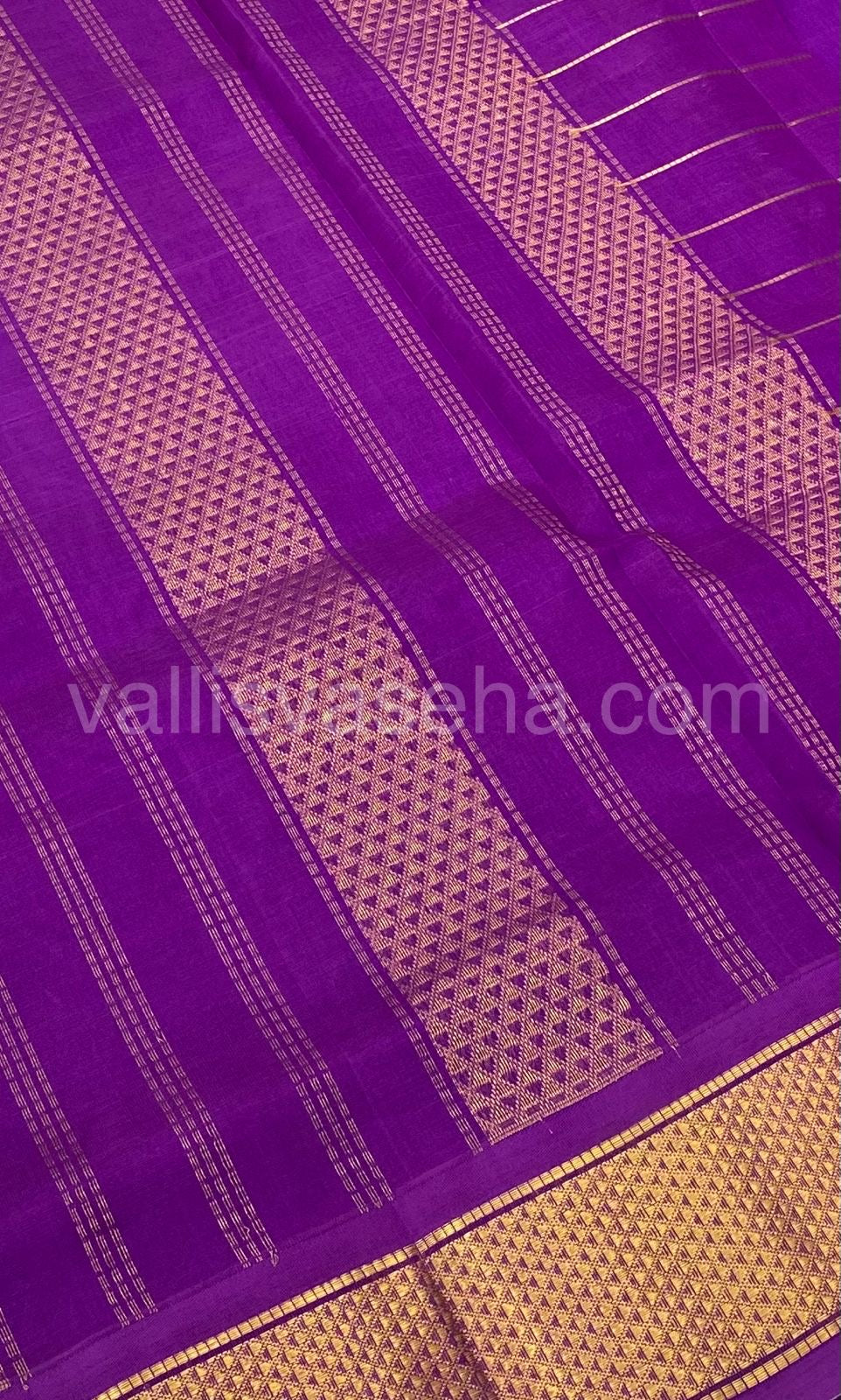 Pure Korvai Silk Cotton - Checks Pattern - Blue with Purple Shade  - VVKSC015