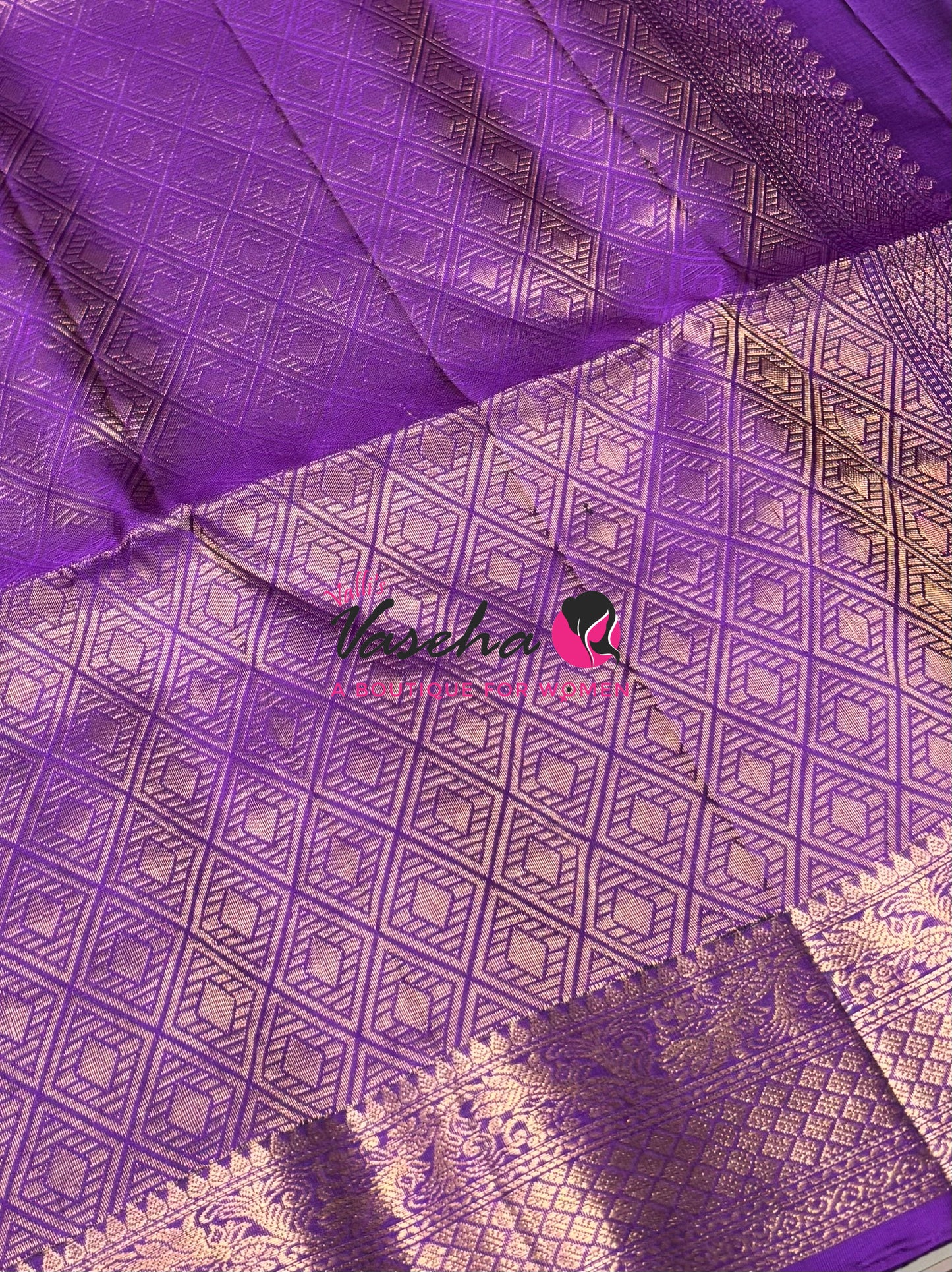 Pure Soft Silk Saree - Kanchi Border - Green & Purple Combo - VVPSS046