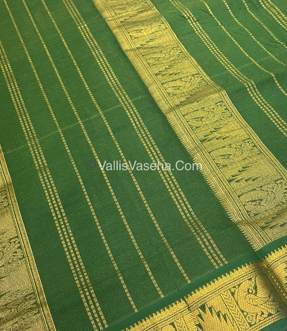 Semi Silk Cotton Saree - Red With Green  Shade - VVSSC008