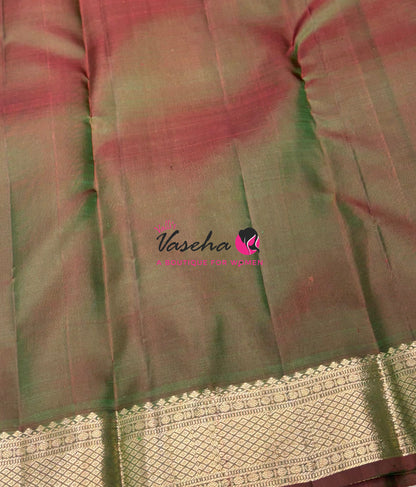 Pure Kanchipuram Silk Saree - Mandhulir Green Shade - VVPS093