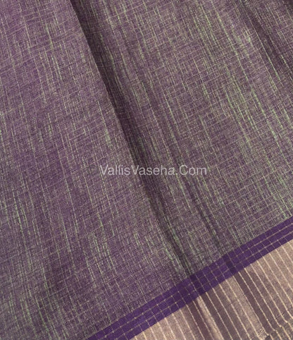 Light Weight Fancy Mixed Kota Cotton - Varli Design Printed Saree - Purple Shade - VVKPC001