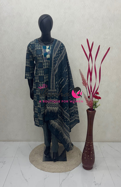 Ready Made - Salwar, Kameez & Duppatta(3pc)- Cotton - VVRMS021