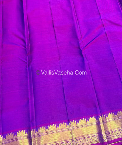 Pure Kanchipuram Silk Saree - Blue & Purplish Pink  Combo - VVPS013