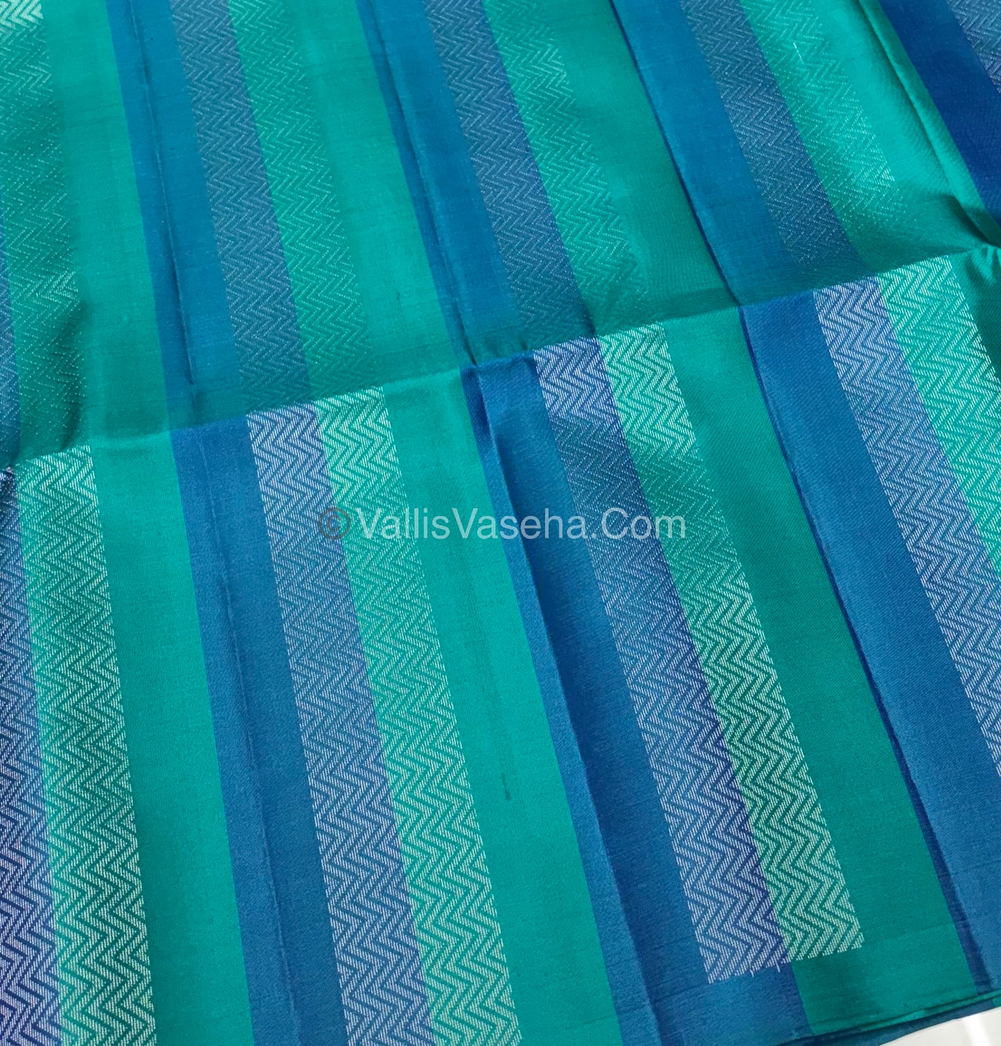 Pure Soft Silk Saree - Border Less  - Sea Blue & Peacock Blue Shade - VVPSS068