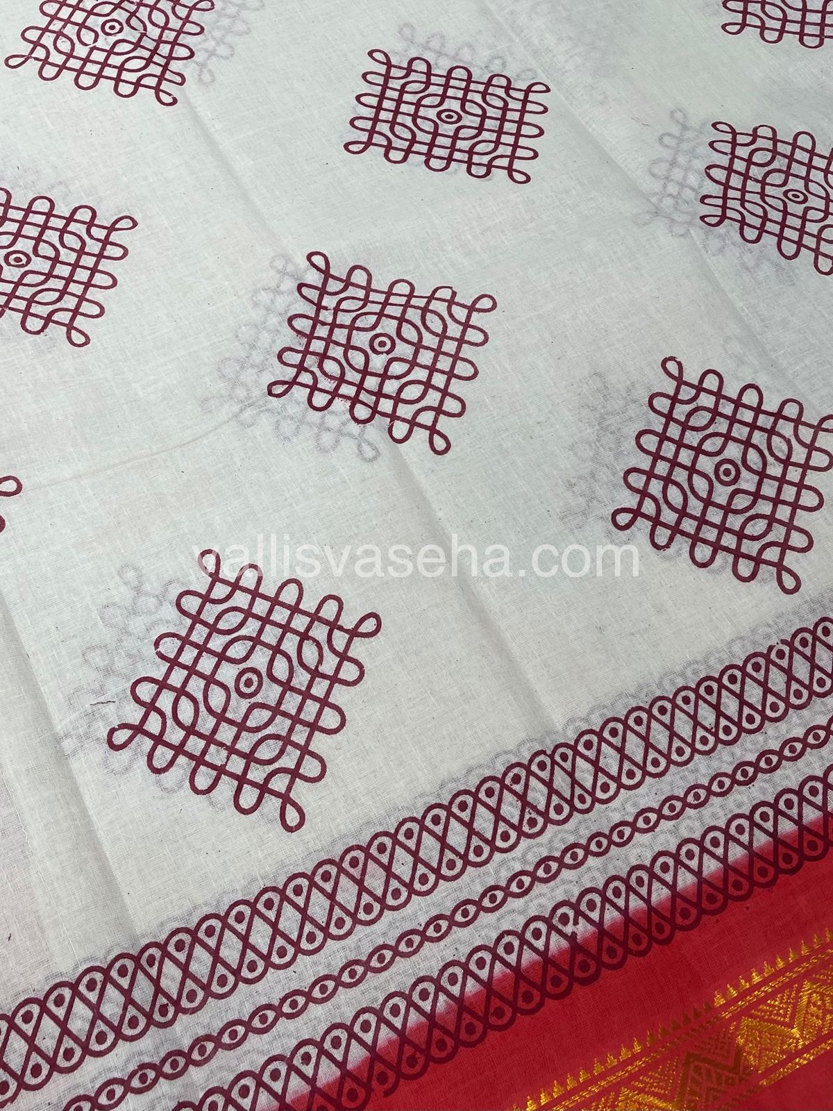 Sungudi Cotton Saree  - Kolam Print  - VVSKP002