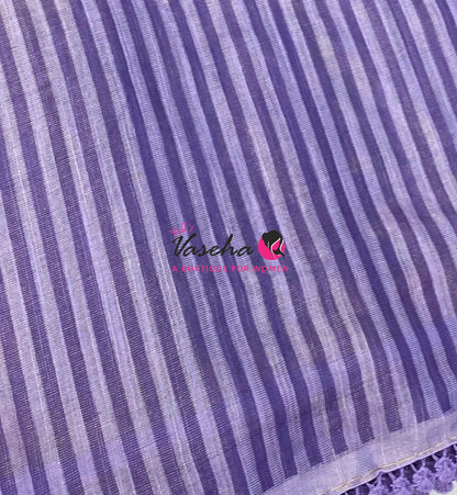 Linen Tissue Saree -  Light & Dark Combo - Dark Purple Shade - VVLTS005