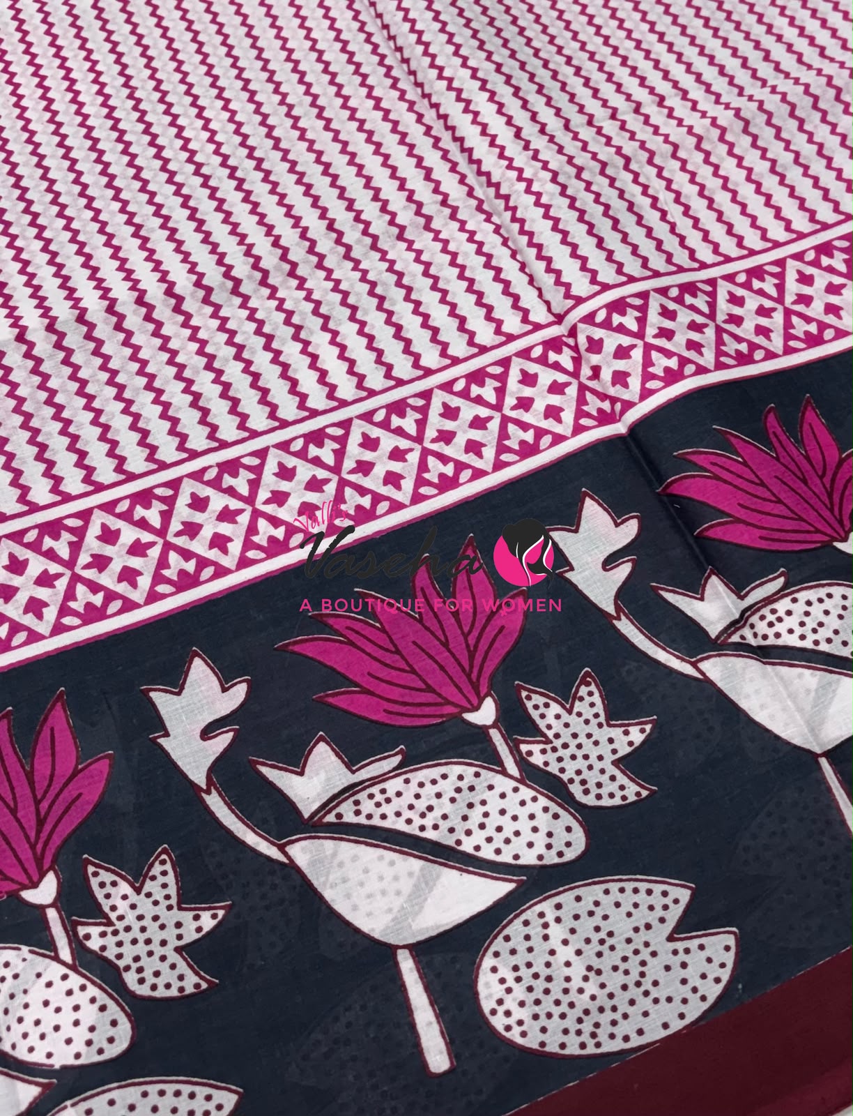 Pure Soft Mul Mul Cotton Sarees - Hand Block Prints - VVMMC011