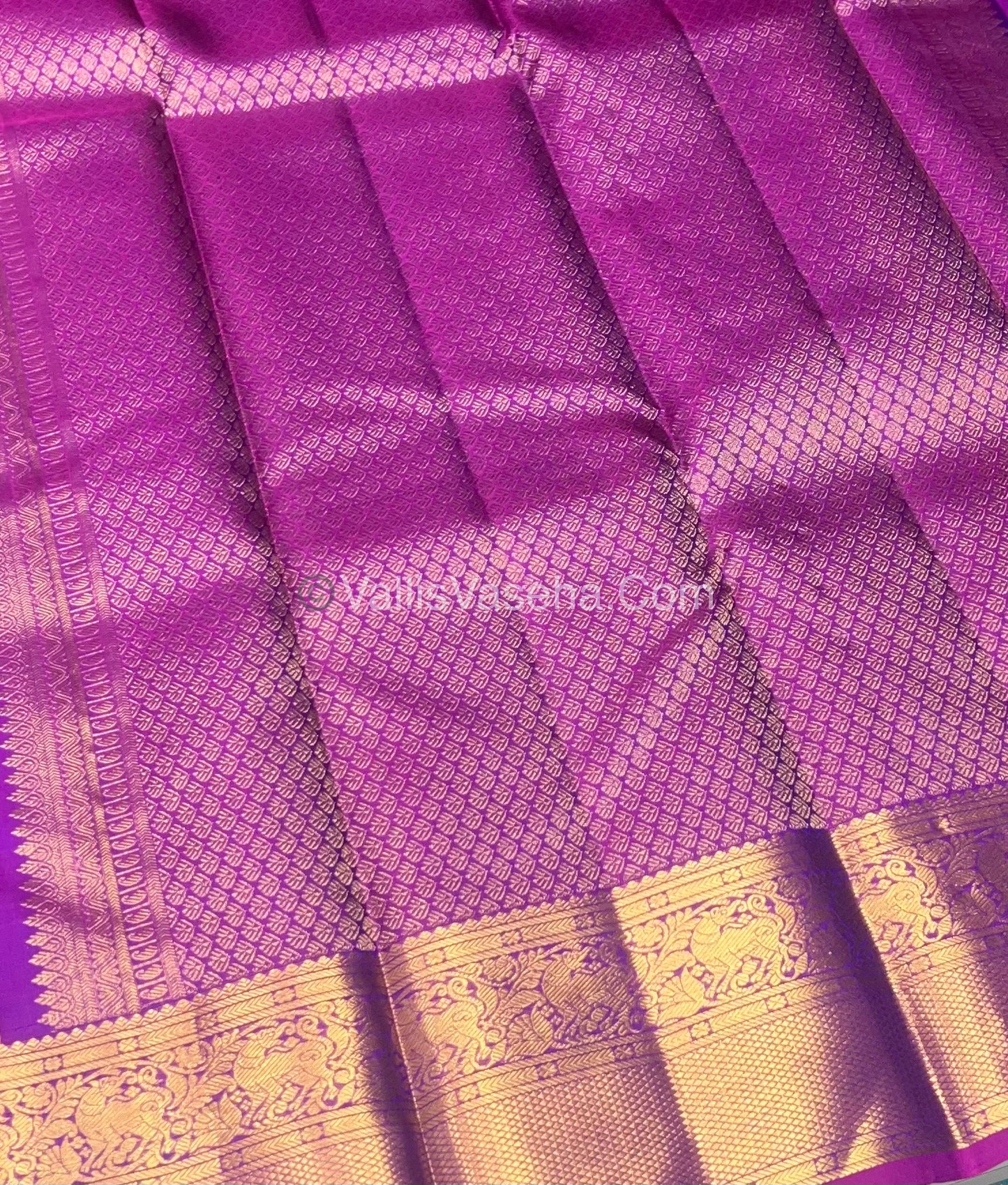 Pure Kanchipuram Silk Saree - Vaira Voosi design - Violetish Blue & Purplish Pink shade - VVPS014