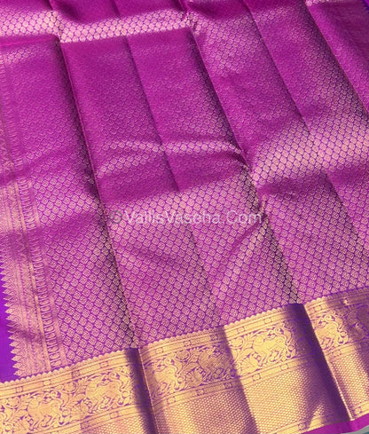 Pure Kanchipuram Silk Saree - Vaira Voosi design - Violetish Blue & Purplish Pink shade - VVPS014