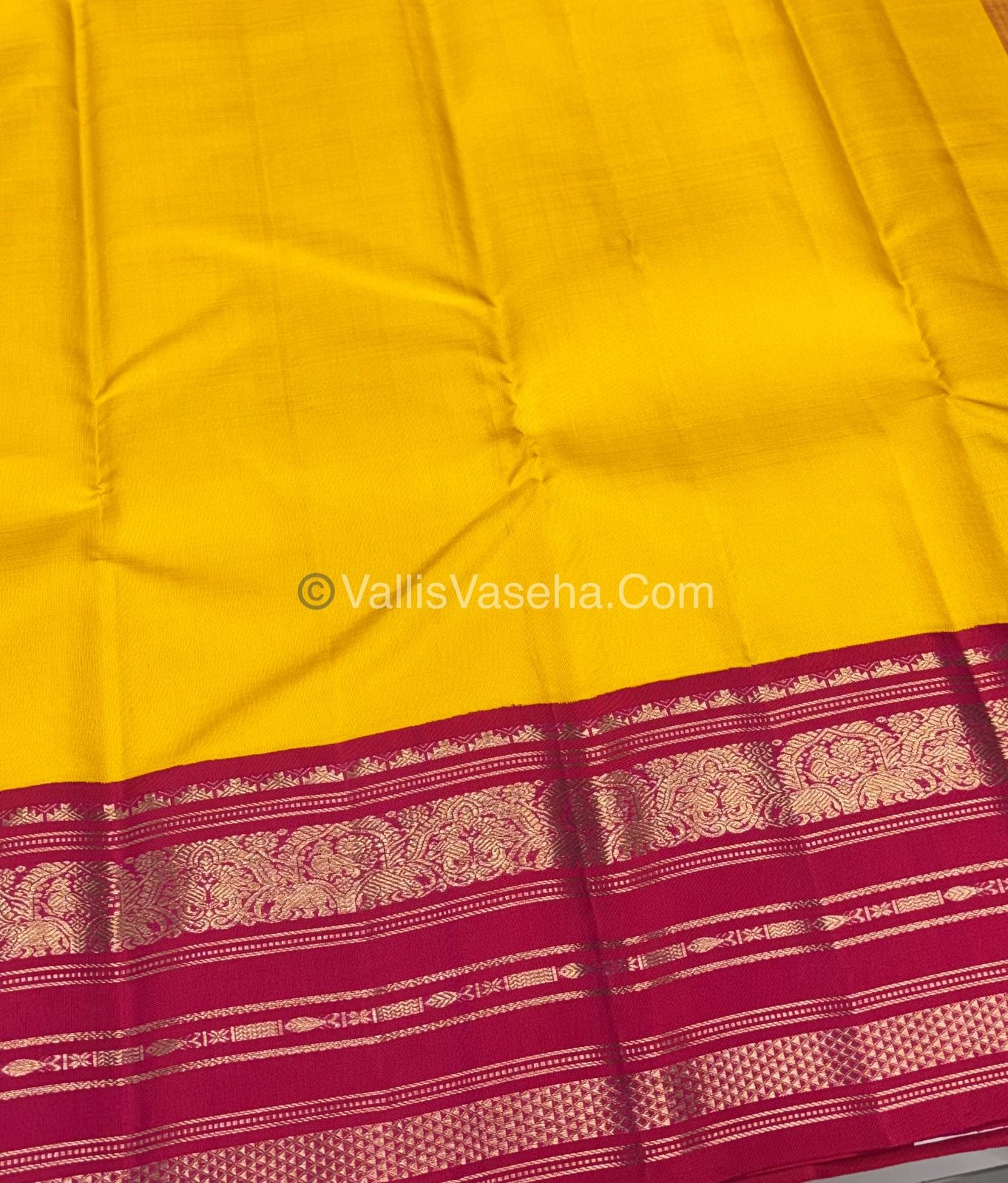 Pure Vintage Korvai Kanchipuram Silk Saree - Yellow & Pink Combo - VVPS032