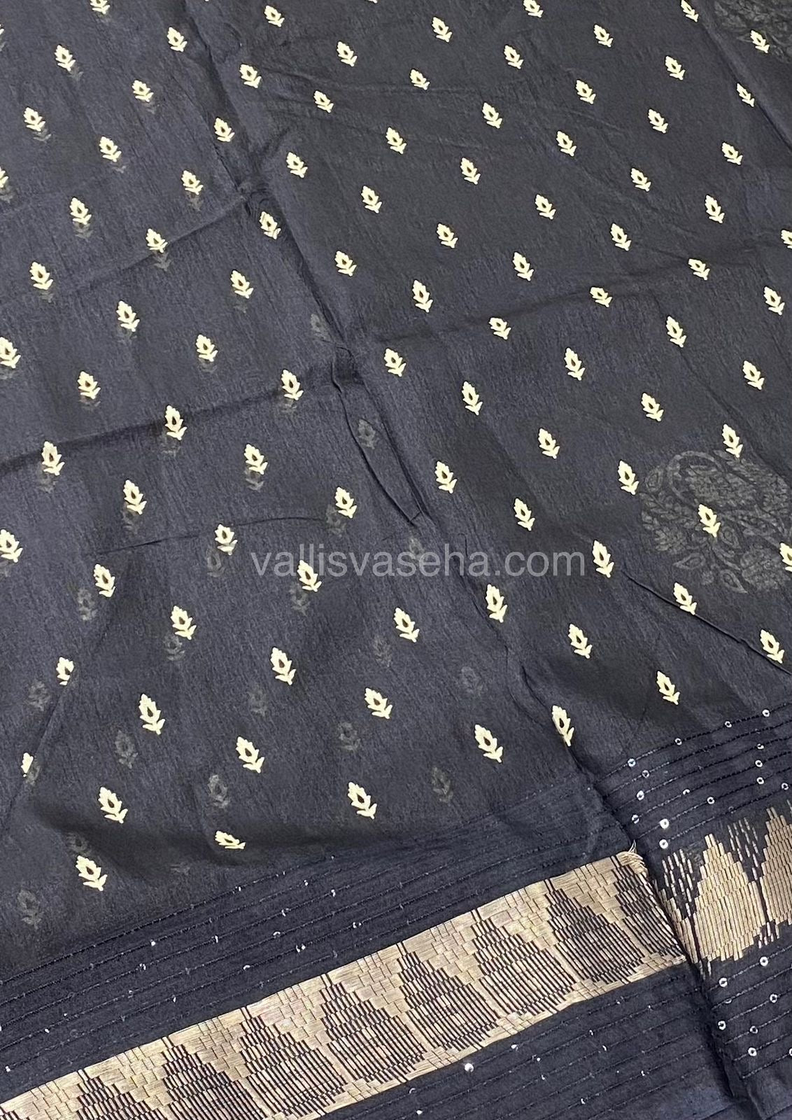 Casual Wear Sarees - Semi Binny / Semi Dola Silk - Black Shade - VVSDS004