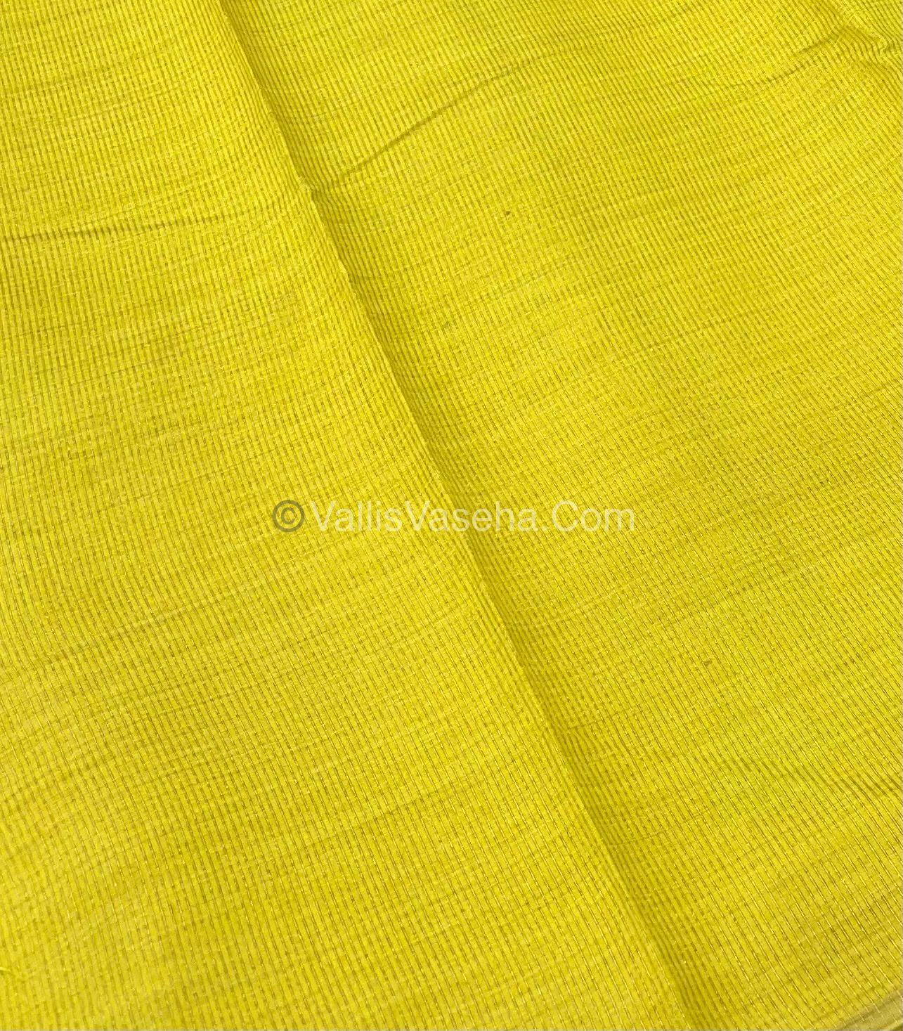 Semi Tussar Silk Saree - Lemon Yellow Shade - VVSTS016