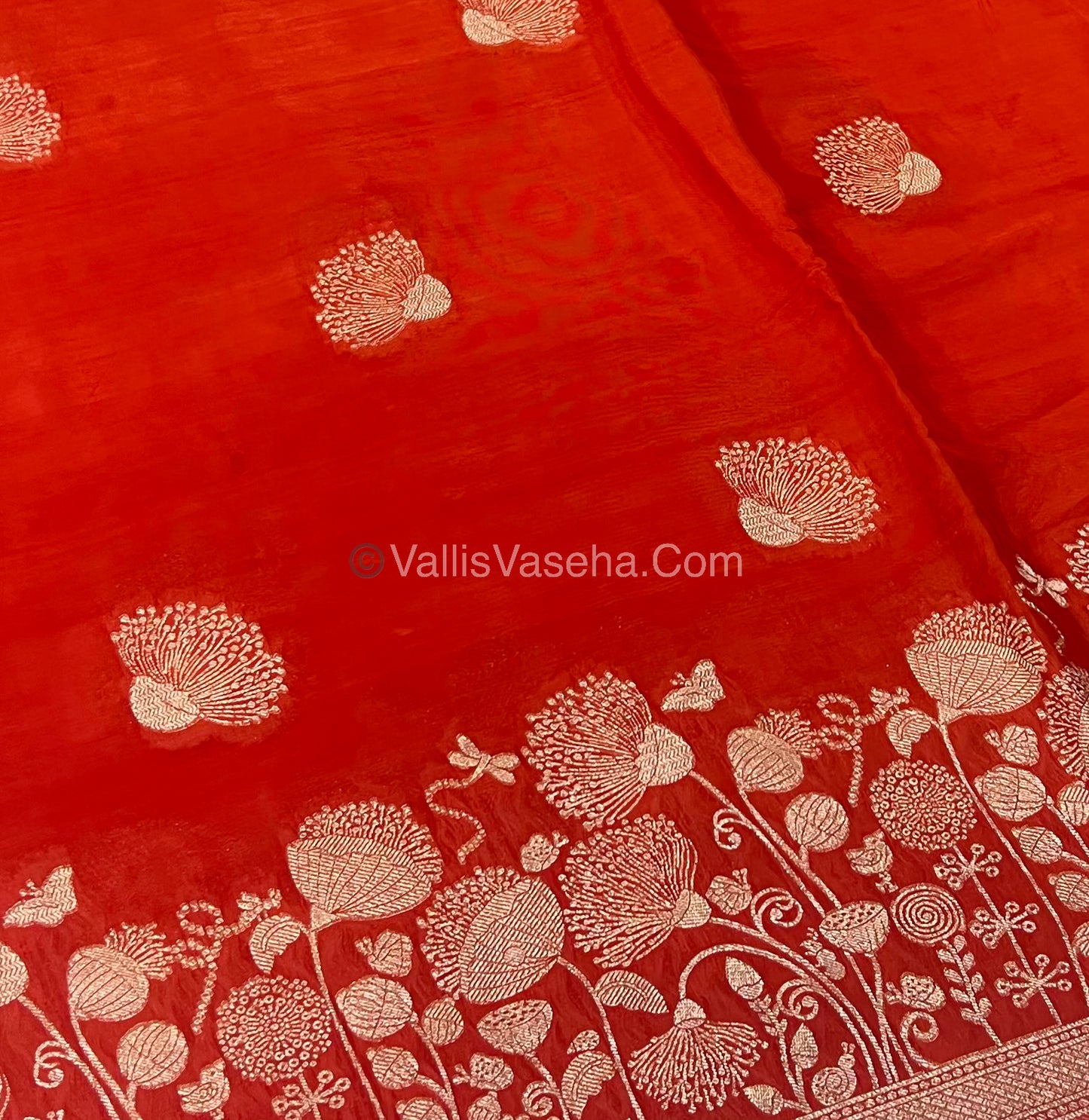 Banarasi Premium Viscose Saree - Orange Shade - VVBPV001