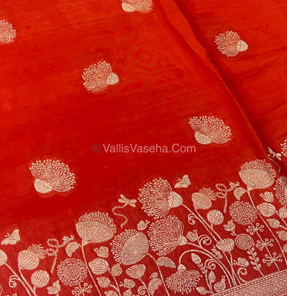 Banarasi Premium Viscose Saree - Orange Shade - VVBPV001