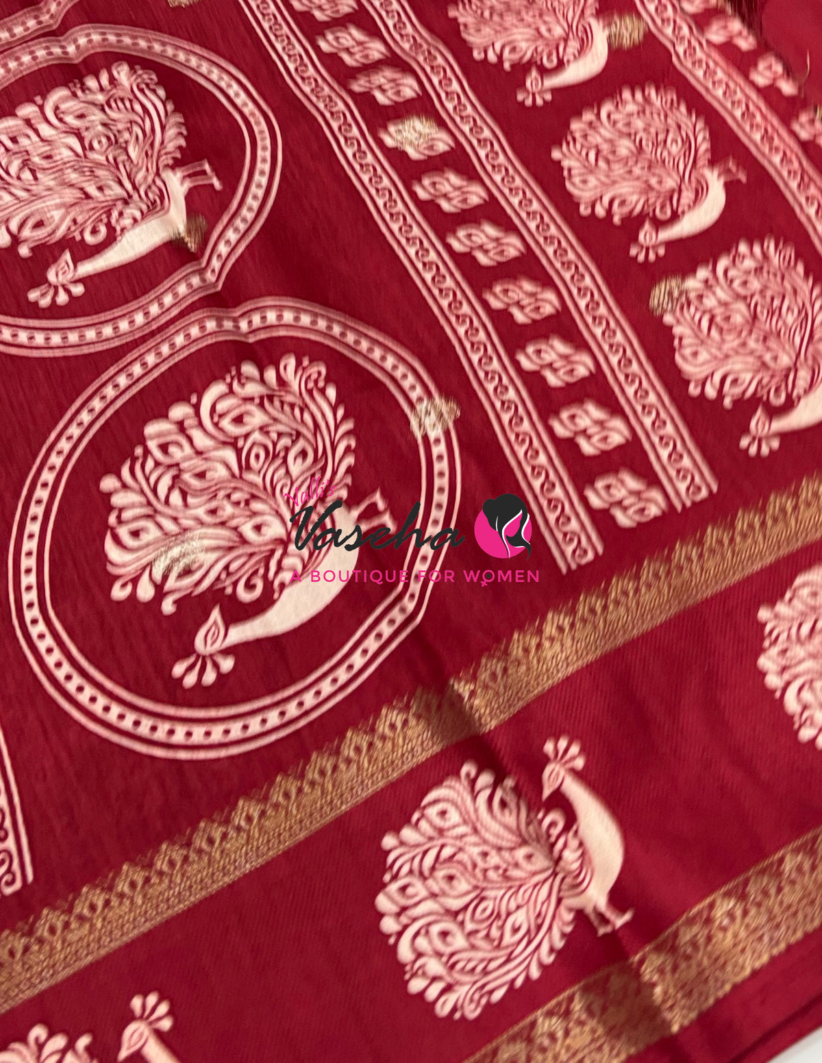 Casual Wear Sarees - Semi Binny / Semi Dola Silk - Maroon Shade - VVSDS007