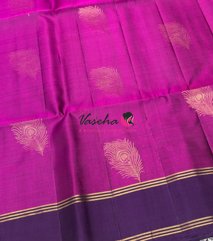Pure Soft Silk Saree  - Pink & Purple Combo - VVPSS145