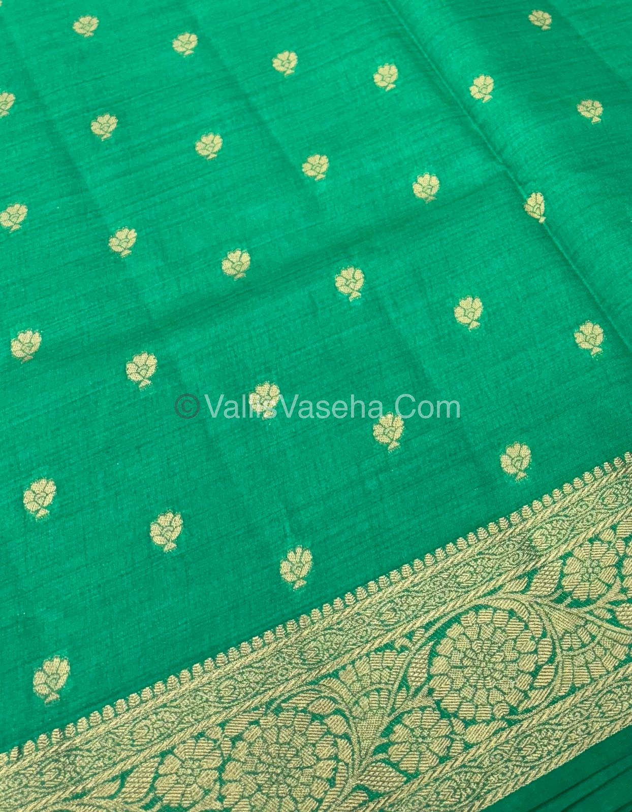 Semi Tussar Silk - Grand Pallu  - Green Shade - VVSTS029