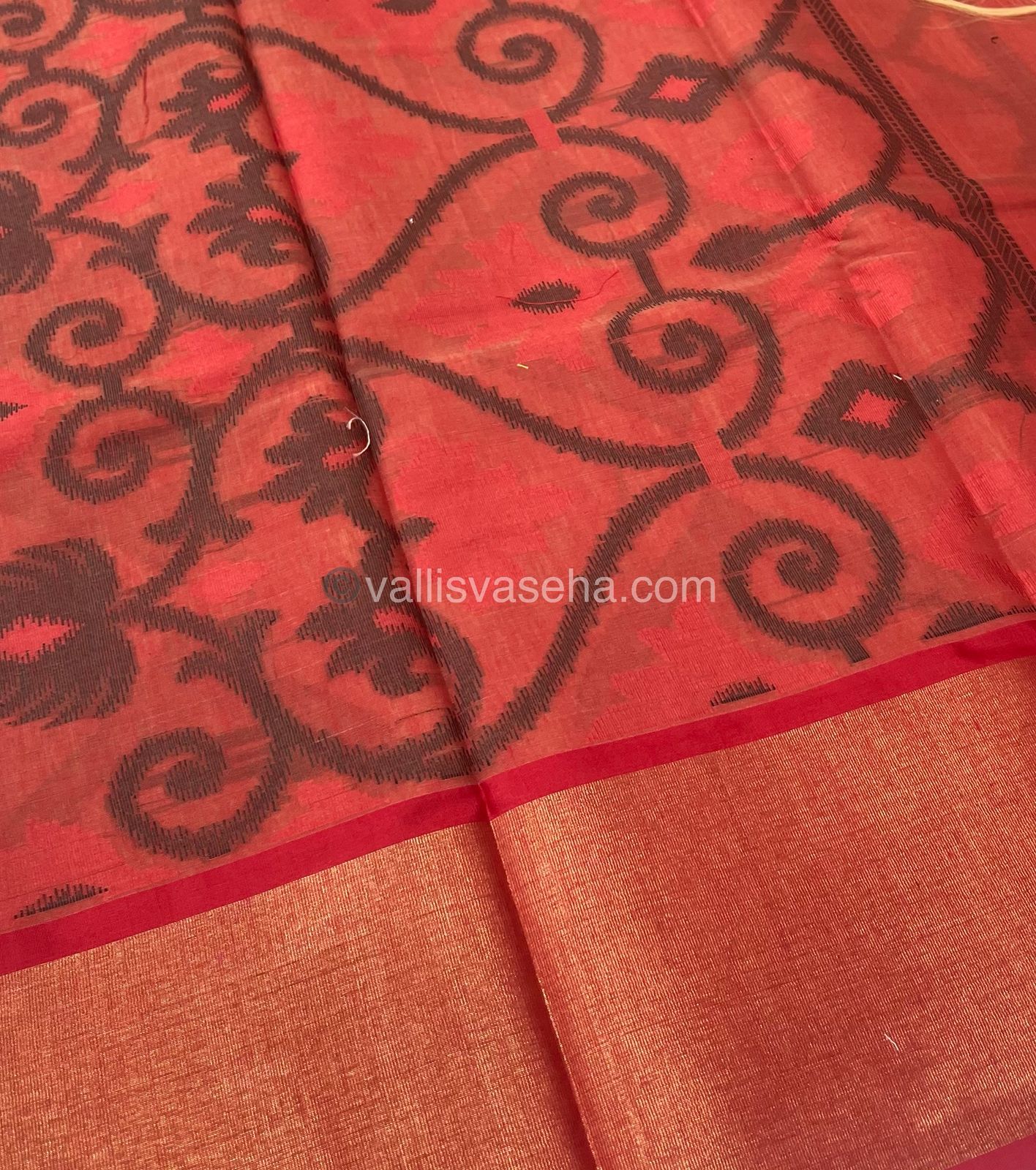 Banarasi Pochampally Weaving Semi Soft Cotton Saree - Cream (Biscuit color) - VVBPS001
