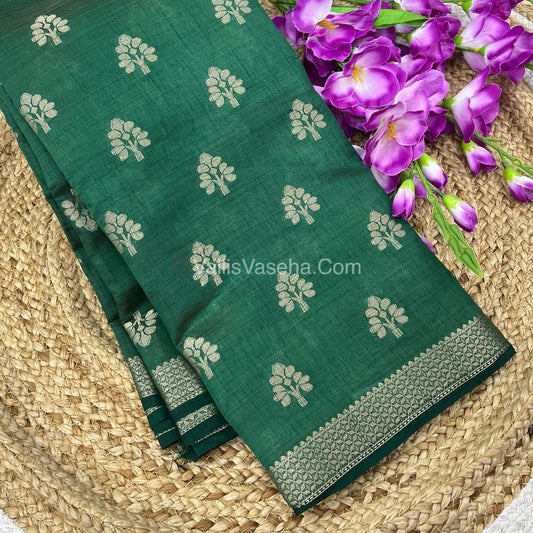 Semi Tussar Silk Saree - Green Shade - VVSTS009